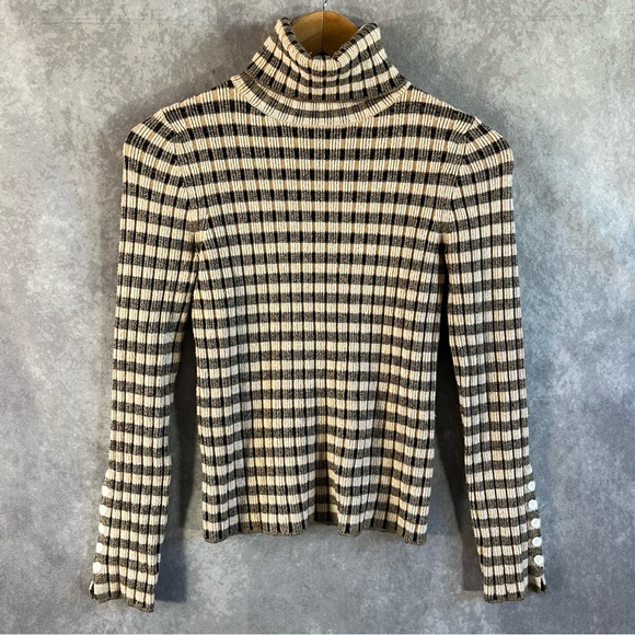 Maeve Sweaters - Maeve Anthropologie Pullover Women XS Tan Stripe Turtleneck Sweater Elevated